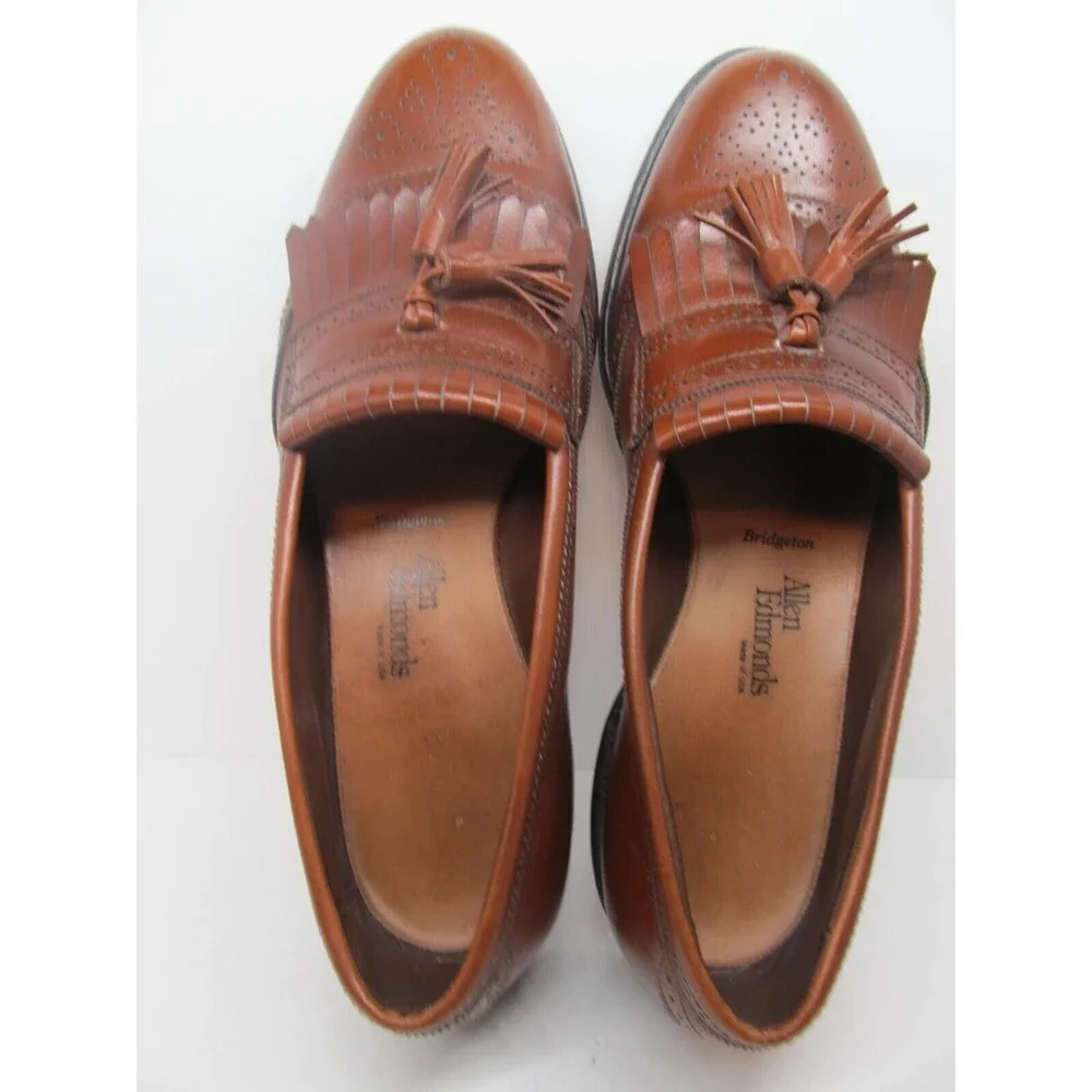 Allen Edmonds Bridgeton Brown Leather Kilted Tassel Loafers Mens US 9.5 D